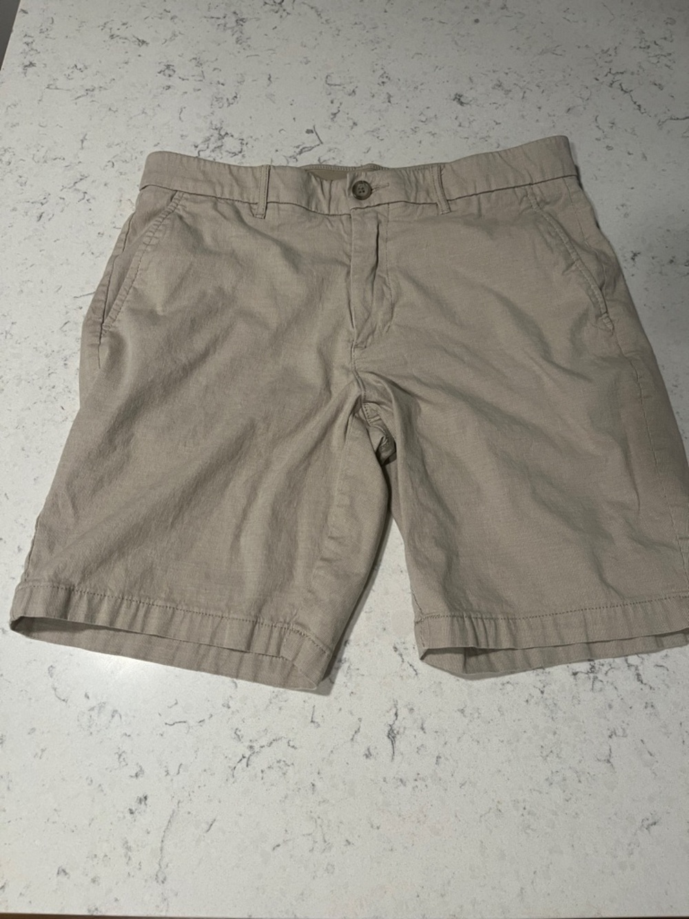 Marc Anthony Light Tan Flat-Front Chino Shorts